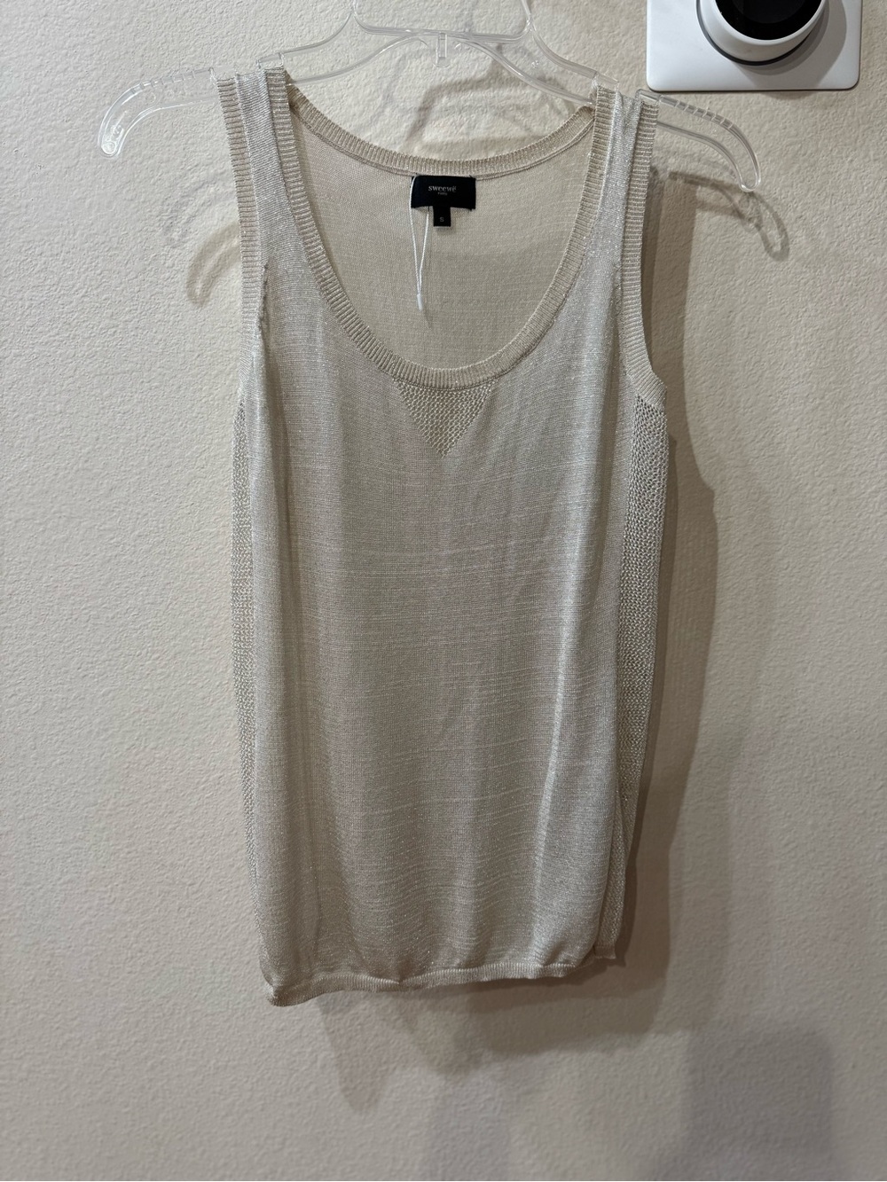 Sweewe Paris Textured Gold Shimmer Sleeveless Tank Top Size Small